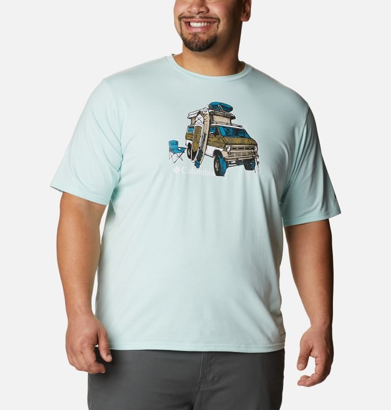 Men\'s Columbia Sun Trek Short Sleeve Graphic T Shirts Turquoise | Plus Size CA-P0A54